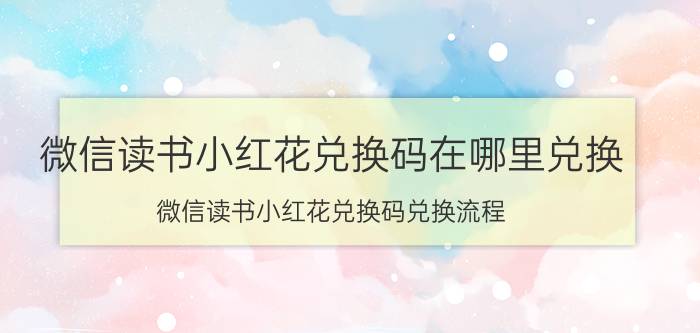 微信读书小红花兑换码在哪里兑换 微信读书小红花兑换码兑换流程